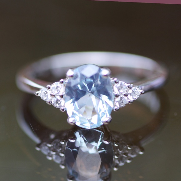 Szendrei Jewelry - New Aquamarine Ring Sterling Silver 925 , March birthstone , Promise Ring